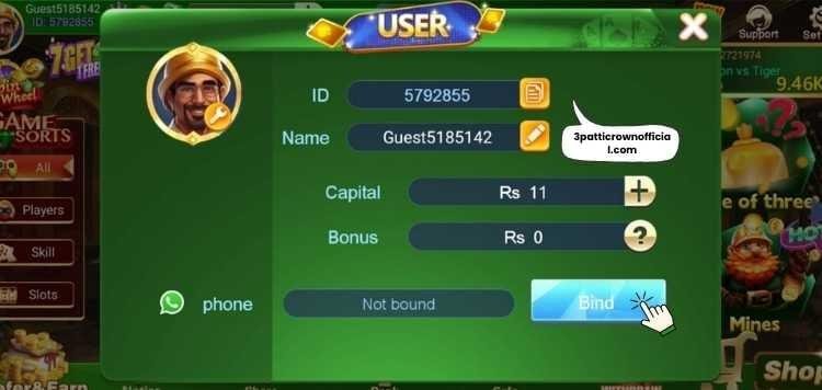 Step 5 click bound option in user tab to begin account binding in game lobby